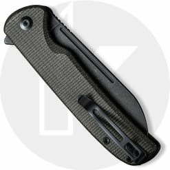 CIVIVI Knives CIVIVI Chevalier C20022-2 - Black Stonewash 14C28N - Dark Green Micarta - Button Lock Flipper Folder -Cheap Case Knives Store C20022 2 Chevalier CLOSED BACK