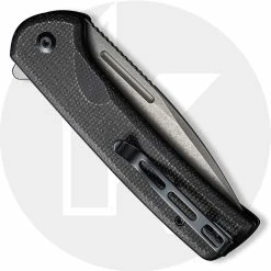 CIVIVI Knives CIVIVI Conspirator C21006-1 - Gray Stonewash Nitro-V - Black Micarta - Button Lock Flipper Folder -Cheap Case Knives Store C21006 1 Conspirator CLOSED BACK