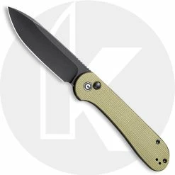 CIVIVI Knives CIVIVI Button Lock Elementum C2103B - Black Stonewash 14C28N - Olive Micarta - Manual Action - Button Lock Folder