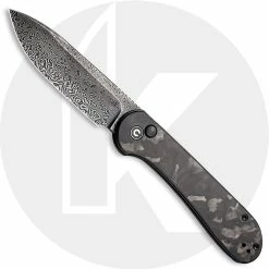 CIVIVI Knives CIVIVI Button Lock Elementum C2103DS-3 - Black Hand Rubbed Damascus - Black Marble Carbon Fiber - Manual Action - Button Lock Folder