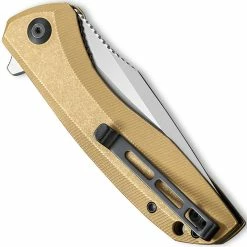 CIVIVI Knives CIVIVI Baklash Knife C801J - Satin 154CM Drop Point - Stonewash Brass - Liner Lock Flipper Folder 7 CIVIVI Knives CIVIVI Baklash Knife C801J - Satin 154CM Drop Point - Stonewash Brass - Liner Lock Flipper Folder -Cheap Case Knives Store C801J CLOSED BACK