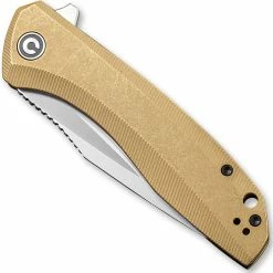 CIVIVI Knives CIVIVI Baklash Knife C801J - Satin 154CM Drop Point - Stonewash Brass - Liner Lock Flipper Folder 6 CIVIVI Knives CIVIVI Baklash Knife C801J - Satin 154CM Drop Point - Stonewash Brass - Liner Lock Flipper Folder -Cheap Case Knives Store C801J CLOSED FRONT