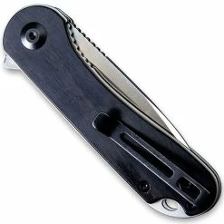 CIVIVI Knives CIVIVI Elementum Knife C907D - Satin D2 Drop Point - Black Ebony Wood - Liner Lock Flipper Folder -Cheap Case Knives Store C907D CLOSED BACK