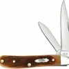 Case Knives Case Peanut Knife 17893 Sawcut Jig Barehead Amber Bone 6220SS