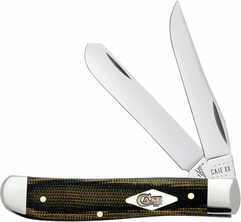 Case Knives Case Mini Trapper Knife 23472 - Green And Black Micarta - 10207SS 3 Case Knives Case Mini Trapper Knife 23472 - Green And Black Micarta - 10207SS