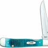 Case Knives Case Kickstart TrapperLock Knife 25594 Caribbean Blue Bone Assisted Open 6154ACSS