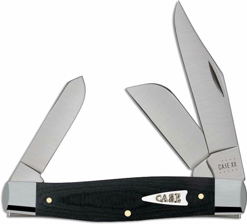 Case Knives Case Large Stockman Knife 27732 Black Micarta 10375SS 3 Case Knives Case Large Stockman Knife 27732 Black Micarta 10375SS