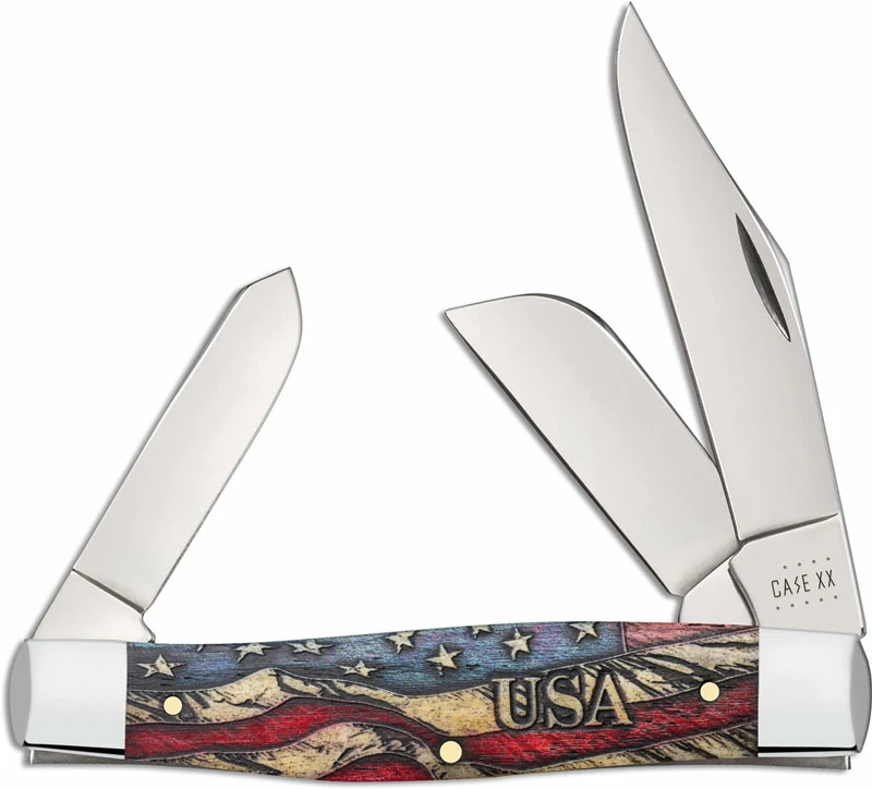 Case Knives Case Large Stockman Knife 36032 Vintage Flag Embellished Smooth Natural Bone 6375SS 3 Case Knives Case Large Stockman Knife 36032 Vintage Flag Embellished Smooth Natural Bone 6375SS