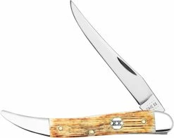 Case Knives Case Medium Texas Toothpick Knife 36724 Burnt Cream Bone 610094SS