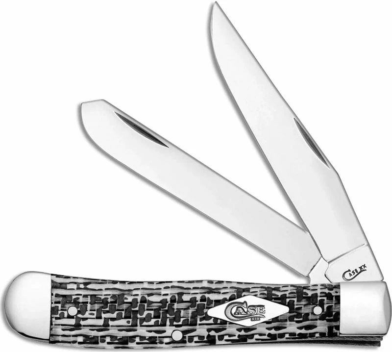 Case Knives Case Trapper Knife 38920 Black And White Carbon Fiber 10254SS 3 Case Knives Case Trapper Knife 38920 Black And White Carbon Fiber 10254SS