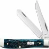 Case Knives Case Mini Trapper Knife 51852 - Pocket Worn Mediterranean Blue Bone - 6207SS -Cheap Case Knives Store CA 51852
