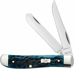 Case Knives Case Mini Trapper Knife 51852 - Pocket Worn Mediterranean Blue Bone - 6207SS