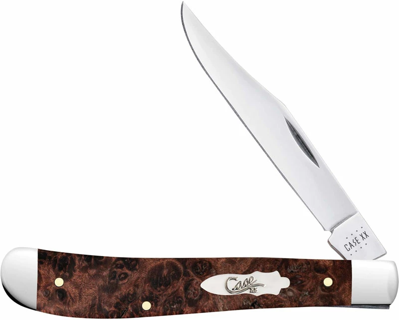 Case Knives Case Slimline Trapper Knife 64063 - Brown Maple Burl Wood - 71048SS 3 Case Knives Case Slimline Trapper Knife 64063 - Brown Maple Burl Wood - 71048SS