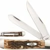 Case Knives Case Trapper With Clip 06540 Amber Bone SS 6254CSS