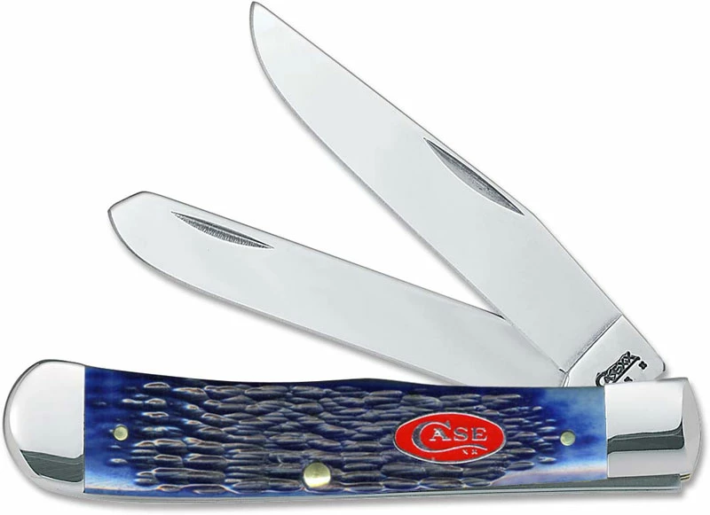 Case Knives: Case Navy Blue Bone Trapper Knife, CA-7051 3 Case Knives: Case Navy Blue Bone Trapper Knife, CA-7051