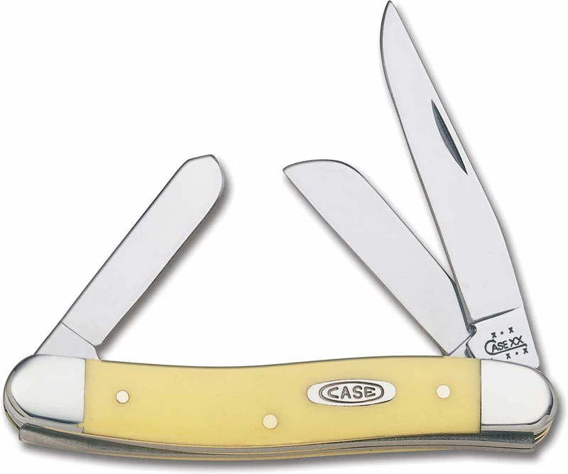 Case Knives Case Medium Stockman, Yellow Synthetic, CA-80035 3 Case Knives Case Medium Stockman, Yellow Synthetic, CA-80035
