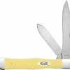 Case Knives Case Small Swell Center Jack Knife 81097 - Smooth Yellow Synthetic SS - 3225 1 / 2SS