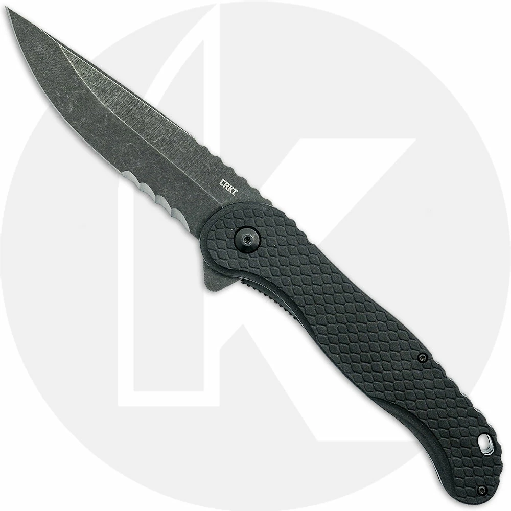 CRKT Knives CRKT Taco Viper Assisted 2267 - Part Serrated Black Stonewash Drop Point - Black GRN - Liner Lock Flipper Folder 3 CRKT Knives CRKT Taco Viper Assisted 2267 - Part Serrated Black Stonewash Drop Point - Black GRN - Liner Lock Flipper Folder