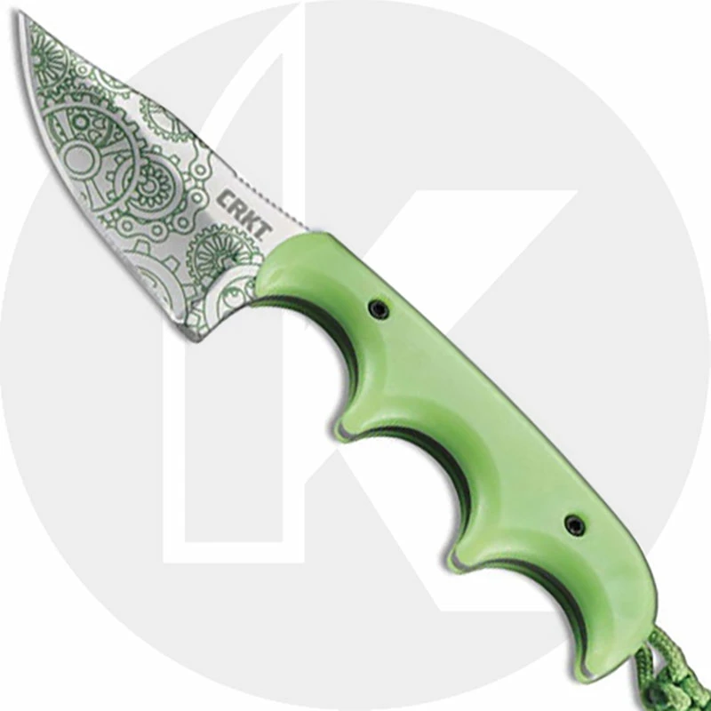 CRKT Knives CRKT Minimalist Bowie Gears - 2387G - Alan Folts - Neck Knife - Clip Point Fixed Blade - Finger Grooved Glow In The Dark Handle 3 CRKT Knives CRKT Minimalist Bowie Gears - 2387G - Alan Folts - Neck Knife - Clip Point Fixed Blade - Finger Grooved Glow In The Dark Handle