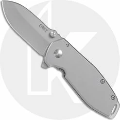 CRKT Knives CRKT Squid Assisted 2492 - Lucas Burnley EDC - Bead Blast Drop Point - Bead Blast Stainless Steel - Frame Lock Flipper Folder
