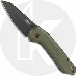 CRKT Knives CRKT Overland 6280 - TJ Schwarz EDC - Black Stonewash Sheepsfoot - Green G10 And Black Stonewash SS - Frame Lock Folder