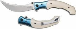 CRKT Knives CRKT Ritual 7471 - Alan Folts Assisted Folder - Satin 12C27 Sandvik Scimitar Style Blade - SS With White Fiber Infused Resin - Liner Lock Flipper Folder -Cheap Case Knives Store CR 7471