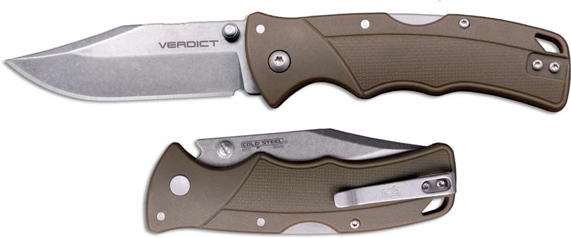Cold Steel Knives Cold Steel Verdict FL-C3CPSSFDE - Stonewash 4116SS Clip Point - FDE GFN - Tri-Ad Lock Folder 3 Cold Steel Knives Cold Steel Verdict FL-C3CPSSFDE - Stonewash 4116SS Clip Point - FDE GFN - Tri-Ad Lock Folder