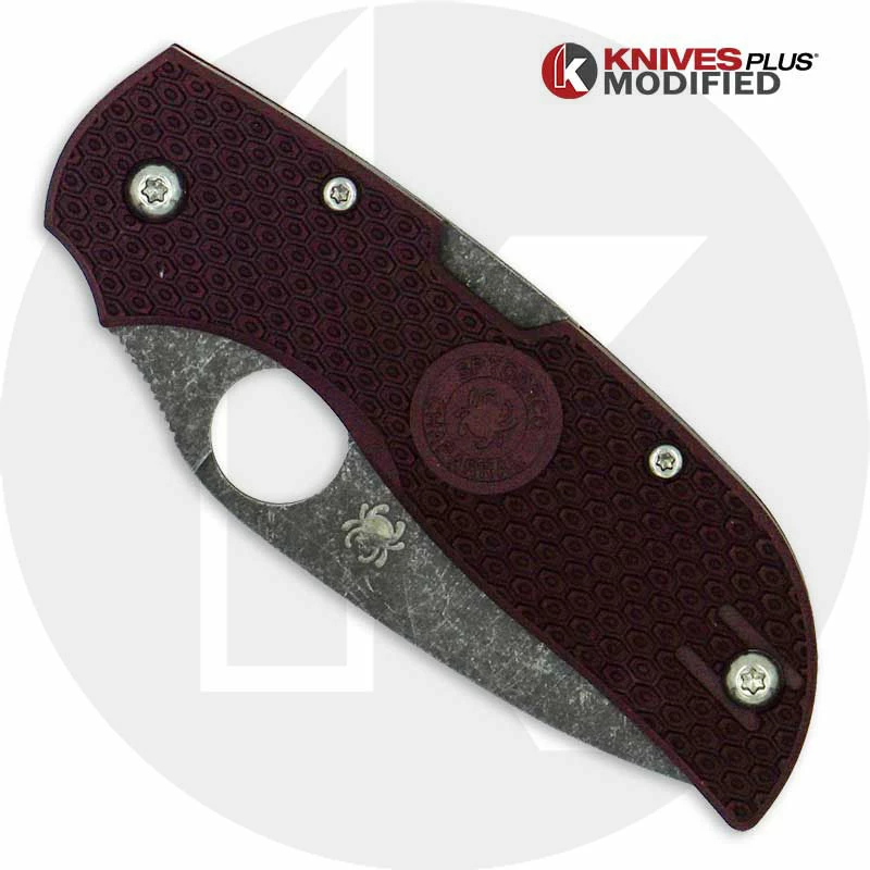 Spyderco Knives MODIFIED Spyderco Chaparral Lightweight - The Ron Burgundy - Acid Stonewash - Rit Dyed Handle 5 Spyderco Knives MODIFIED Spyderco Chaparral Lightweight - The Ron Burgundy - Acid Stonewash - Rit Dyed Handle - Image 3