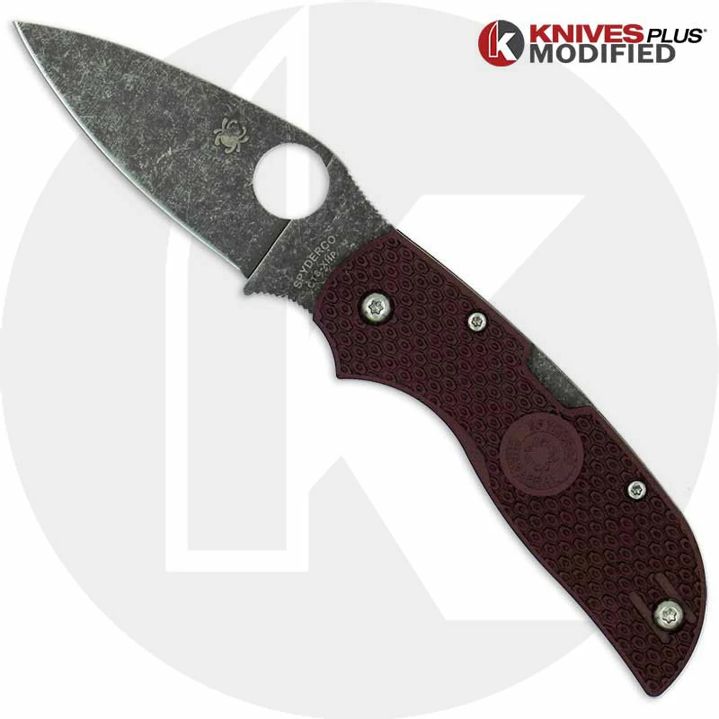 Spyderco Knives MODIFIED Spyderco Chaparral Lightweight - The Ron Burgundy - Acid Stonewash - Rit Dyed Handle 3 Spyderco Knives MODIFIED Spyderco Chaparral Lightweight - The Ron Burgundy - Acid Stonewash - Rit Dyed Handle