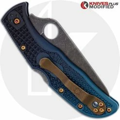 Spyderco Knives MODIFIED Spyderco K390 Endela Knife - Acid Stonewash - Heat Color Hardware - Rit Dye Fade -Cheap Case Knives Store KP C243K390 CLOSED BACK LOGO