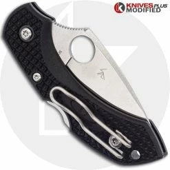 Spyderco Knives MODIFIED Spyderco S30V Dragonfly - Satin Blade - Black Rit Dyed Handle -Cheap Case Knives Store KP C28 1 CLOSED BACK LOGO