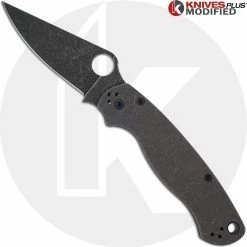 Spyderco Knives MODIFIED Spyderco Para Military 2 Maxamet Knife With Acid Stonewash + KP Titanium Blasted Tumbled Scales + KP All Black Hardware - The RHINO
