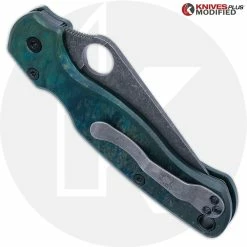 Spyderco Knives MODIFIED Spyderco Para Military 2 Knife - Acid Stonewash Blade + AWT Agent Custom Anodized Scales + KP All Black Hardware -Cheap Case Knives Store KP C81 AWT CUSTOM8 CLOSED BACK