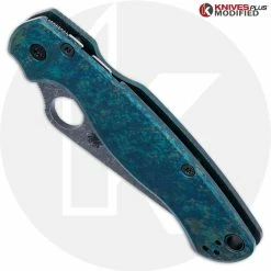 Spyderco Knives MODIFIED Spyderco Para Military 2 Knife - Acid Stonewash Blade + AWT Agent Custom Anodized Scales + KP All Black Hardware -Cheap Case Knives Store KP C81 AWT CUSTOM8 CLOSED FRONT