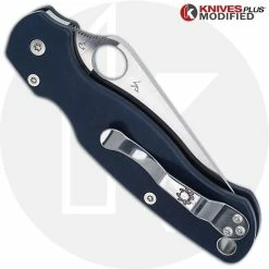 Spyderco Knives MODIFIED Spyderco Paramiliary 2 Knife - Satin Blade - Exclusive AWT Smooth Midnight Blue Scales -Cheap Case Knives Store KP C81 AWT SATIN 2 CLOSED BACK