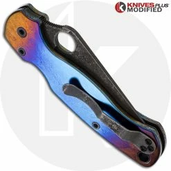 Spyderco Knives MODIFIED Spyderco Para Military 2 Knife With Acid Stonewash + KP Super Nova Titanium Scales + All Black Hardware -Cheap Case Knives Store KP C81GP2 1 CLOSED BACK