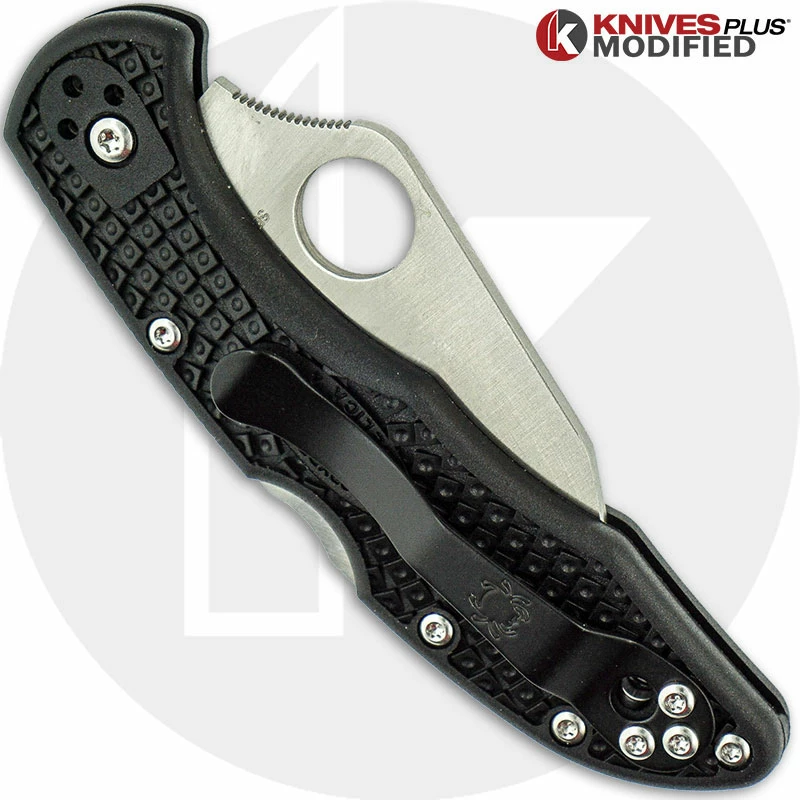Spyderco Knives MODIFIED Spyderco Delica 4 Knife - Federal 2.5 Inch Regrind - Satin Blade 6 Spyderco Knives MODIFIED Spyderco Delica 4 Knife - Federal 2.5 Inch Regrind - Satin Blade - Image 4