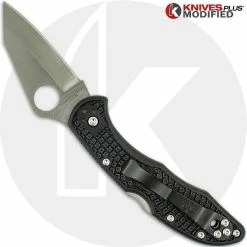 Spyderco Knives MODIFIED Spyderco Delica 4 Knife - Federal 2.5 Inch Regrind - Satin Blade 7 Spyderco Knives MODIFIED Spyderco Delica 4 Knife - Federal 2.5 Inch Regrind - Satin Blade -Cheap Case Knives Store KP DELICA 66 OPEN BACK LOGO