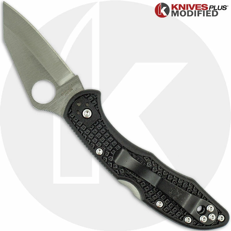 Spyderco Knives MODIFIED Spyderco Delica 4 Knife - Federal 2.5 Inch Regrind - Satin Blade 4 Spyderco Knives MODIFIED Spyderco Delica 4 Knife - Federal 2.5 Inch Regrind - Satin Blade - Image 2