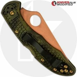Spyderco Knives MODIFIED Spyderco Delica 4 Knife - CopperWash - Zome Handle -Cheap Case Knives Store KP DELICA 68 CLOSED BACK LOGO