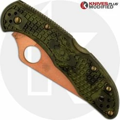Spyderco Knives MODIFIED Spyderco Delica 4 Knife - CopperWash - Zome Handle -Cheap Case Knives Store KP DELICA 68 CLOSED FRONT LOGO