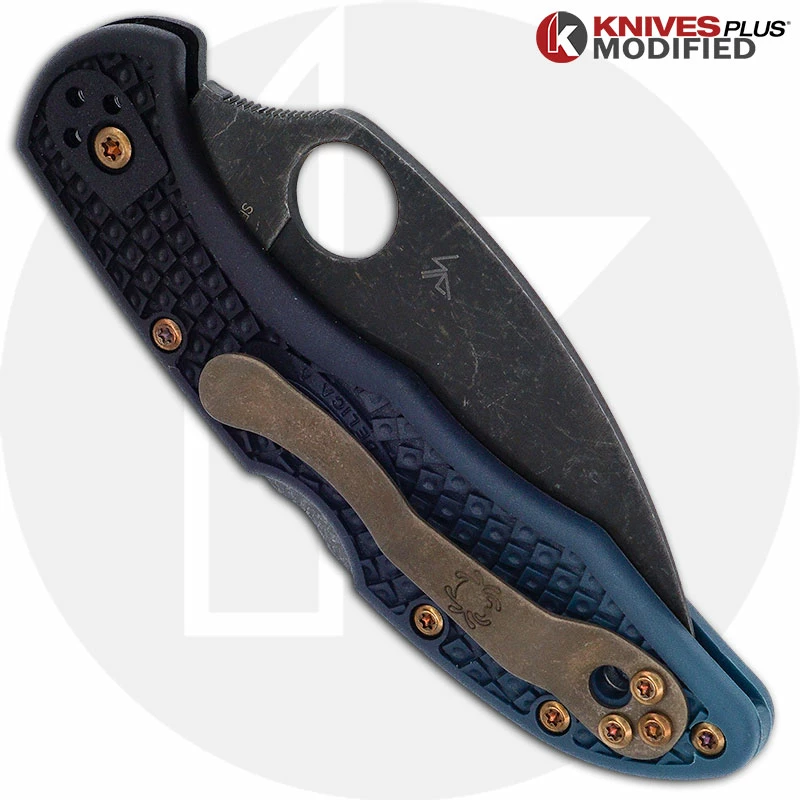 Spyderco Knives MODIFIED Spyderco K390 Wharncliffe Delica Knife - Acid Stonewash - Heat Color Hardware - Rit Dye Fade 5 Spyderco Knives MODIFIED Spyderco K390 Wharncliffe Delica Knife - Acid Stonewash - Heat Color Hardware - Rit Dye Fade - Image 3