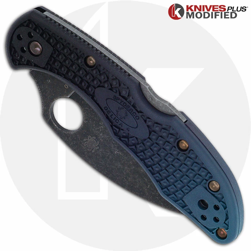 Spyderco Knives MODIFIED Spyderco K390 Wharncliffe Delica Knife - Acid Stonewash - Heat Color Hardware - Rit Dye Fade 4 Spyderco Knives MODIFIED Spyderco K390 Wharncliffe Delica Knife - Acid Stonewash - Heat Color Hardware - Rit Dye Fade - Image 2