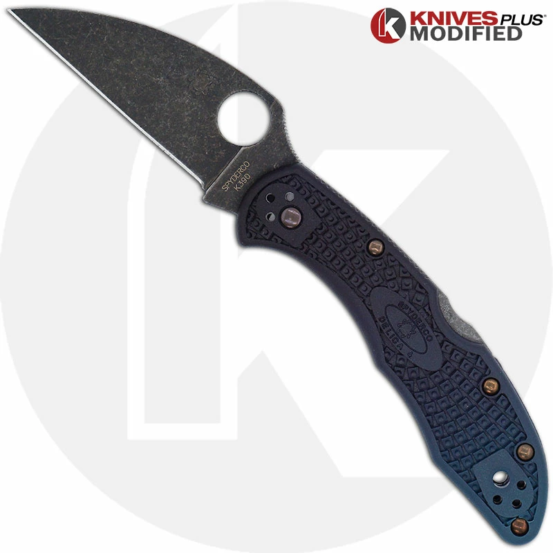 Spyderco Knives MODIFIED Spyderco K390 Wharncliffe Delica Knife - Acid Stonewash - Heat Color Hardware - Rit Dye Fade 3 Spyderco Knives MODIFIED Spyderco K390 Wharncliffe Delica Knife - Acid Stonewash - Heat Color Hardware - Rit Dye Fade