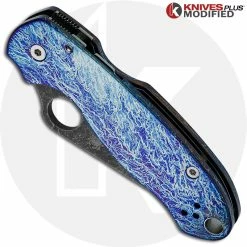 Spyderco Knives MODIFIED Spyderco Para 3 Knife With Acid Stonewash + KP Titanium Scales MAYHEM FINISH -Cheap Case Knives Store KP PARA3 4 NEW CLOSED FRONT2