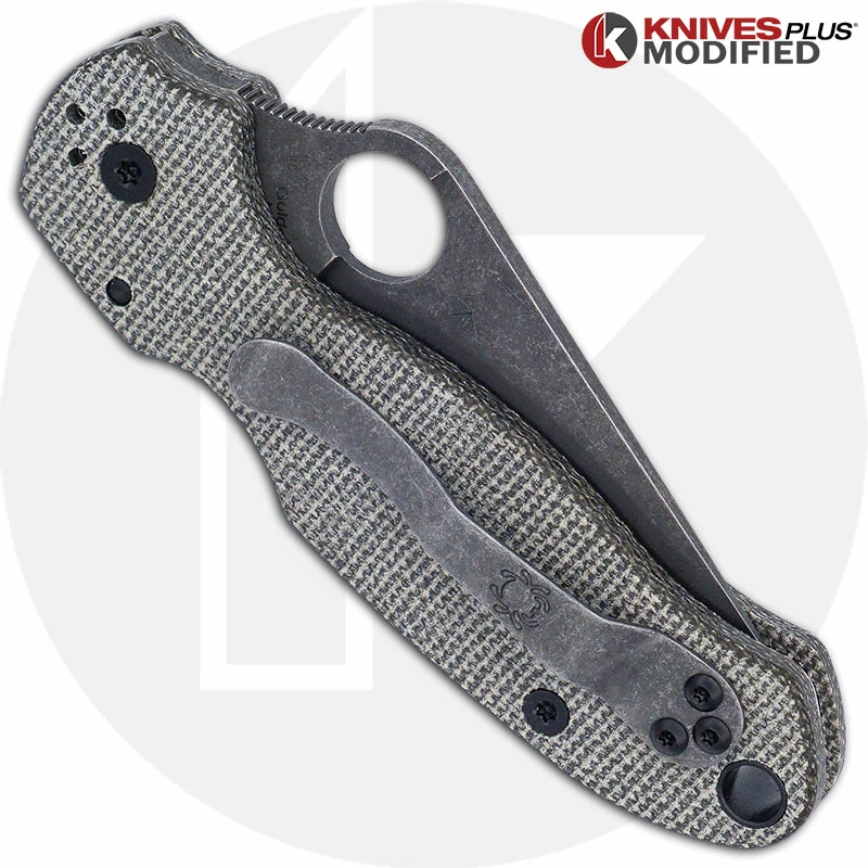 Spyderco Knives MODIFIED Spyderco Para 3 Knife With Acid Stonewash Blade + KP Dark Brown Micarta Scales + All Black Hardware 8 Spyderco Knives MODIFIED Spyderco Para 3 Knife With Acid Stonewash Blade + KP Dark Brown Micarta Scales + All Black Hardware - Image 6
