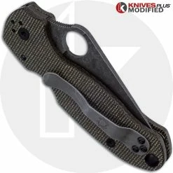 Spyderco Knives MODIFIED Spyderco Para 3 Knife With Acid Stonewash Blade + KP Dark Brown Micarta Scales + All Black Hardware 10 Spyderco Knives MODIFIED Spyderco Para 3 Knife With Acid Stonewash Blade + KP Dark Brown Micarta Scales + All Black Hardware -Cheap Case Knives Store KP PARA3 5 CLOSED BACK LOGO