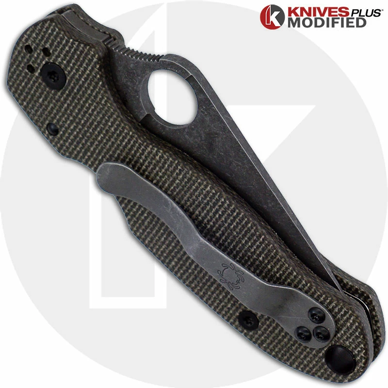 Spyderco Knives MODIFIED Spyderco Para 3 Knife With Acid Stonewash Blade + KP Dark Brown Micarta Scales + All Black Hardware 5 Spyderco Knives MODIFIED Spyderco Para 3 Knife With Acid Stonewash Blade + KP Dark Brown Micarta Scales + All Black Hardware - Image 3