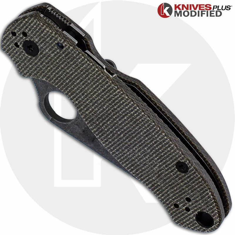 Spyderco Knives MODIFIED Spyderco Para 3 Knife With Acid Stonewash Blade + KP Dark Brown Micarta Scales + All Black Hardware 4 Spyderco Knives MODIFIED Spyderco Para 3 Knife With Acid Stonewash Blade + KP Dark Brown Micarta Scales + All Black Hardware - Image 2