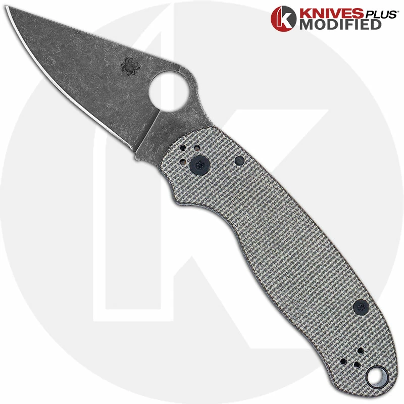 Spyderco Knives MODIFIED Spyderco Para 3 Knife With Acid Stonewash Blade + KP Dark Brown Micarta Scales + All Black Hardware 6 Spyderco Knives MODIFIED Spyderco Para 3 Knife With Acid Stonewash Blade + KP Dark Brown Micarta Scales + All Black Hardware - Image 4